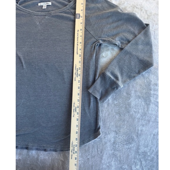 American Eagle Thermal Shirt Womens XL Gray Minimalist Grunge Layering Top - Picture 6 of 7